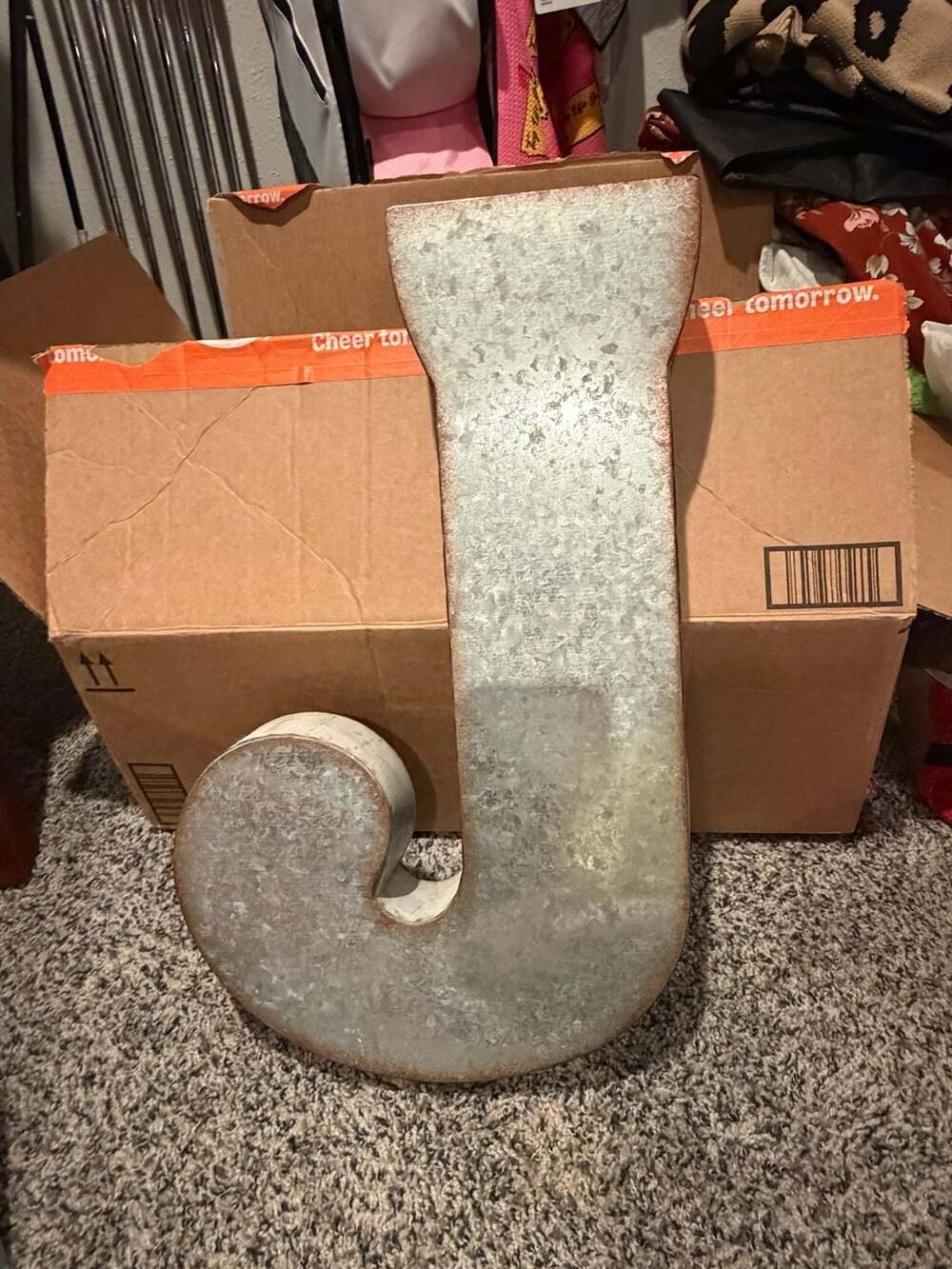 Galvanized Metal Letter J Wall Art Decor Sign